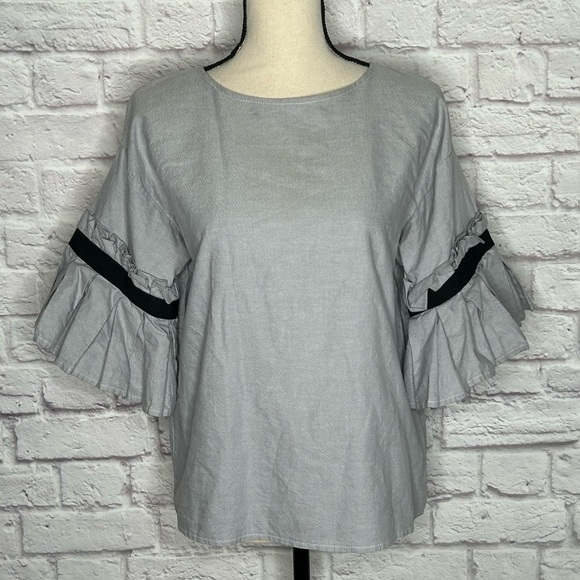 Chepè Blue Ruffle Sleeve 100% Cotton Top - Picture 7 of 16